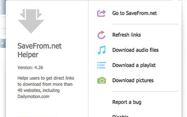 SaveFrom.net video downloader chrome extension